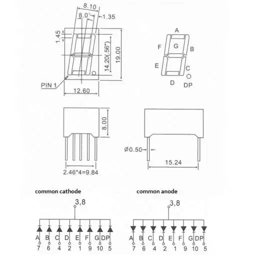 7-Segment 0.56 inch (Common Anode -Red) - Image 2