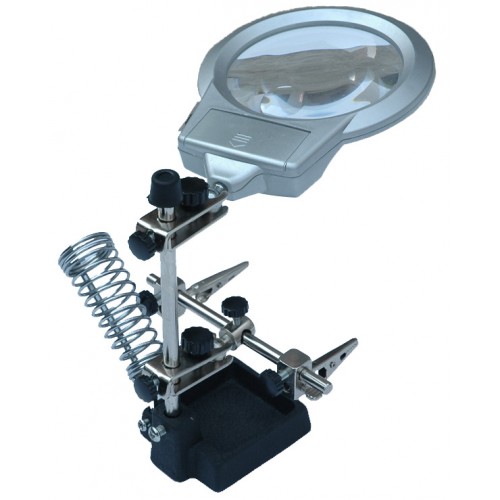 PCB board Holder with (Magnifier-Iron Holder-LEDs) | Third Hand