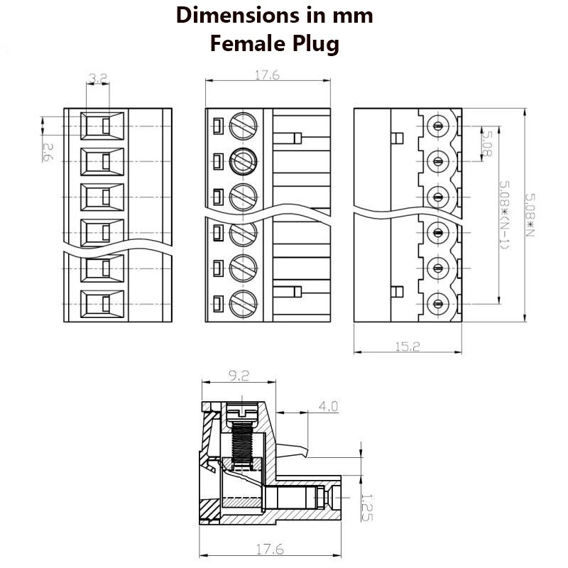 KF2EDGR-5.08-3P Pluggable Terminal Block PCB Solder Right Angle 5.08mm 3 Pin - Image 3