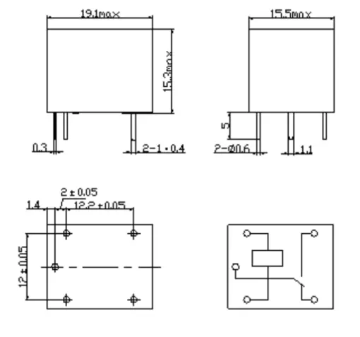 General Purpose Relay SPDT (1 Form C) 6VDC Coil 10A Through Hole 5 Pin - Image 2