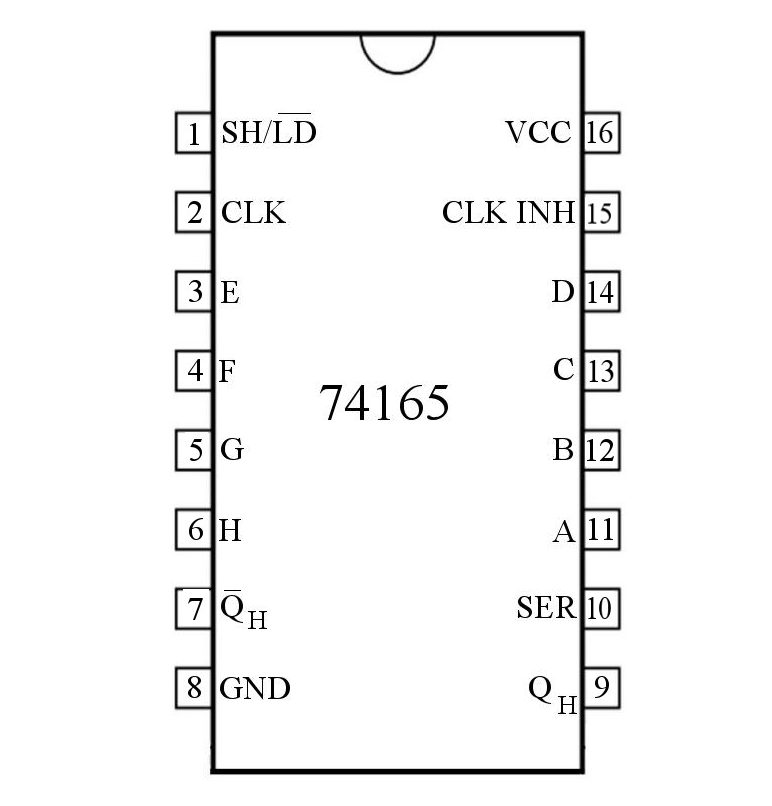 74165 8 Bit Shift Register IC DIP-16 - Image 2