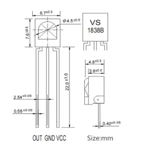 Infrared Remote Receiver TSOP JS-1838B - Image 4