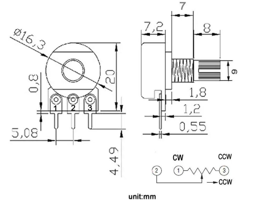 Metal Potentiometer 250K Ohm 3-Pin - Image 4