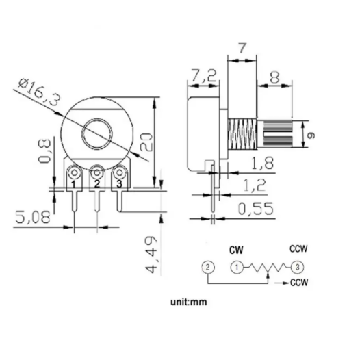 Metal Potentiometer 50K Ohm 3-Pin - Image 4