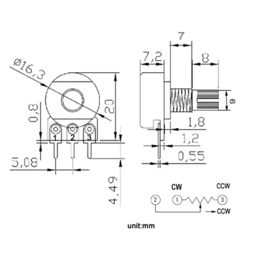 Metal Potentiometer 1K Ohm 3-Pin - Image 4