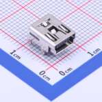 Female Mini-B USB Connector Right-Angle 5Pins Dip Solder