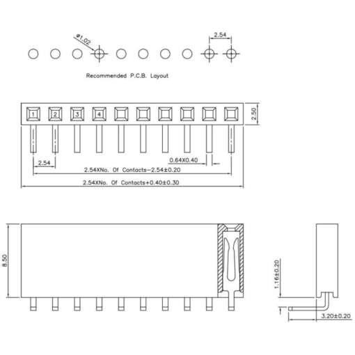 Pin Headers Female 2.54mm : 40-Pin, Right Angle, Black - Image 3