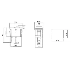 ON/OFF Switch KCD1 2 Pins Dim:17x11mm - Image 2
