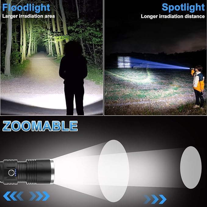 LED Camping USB Rechargeable Flashlight 10W 3 Modes - Image 11