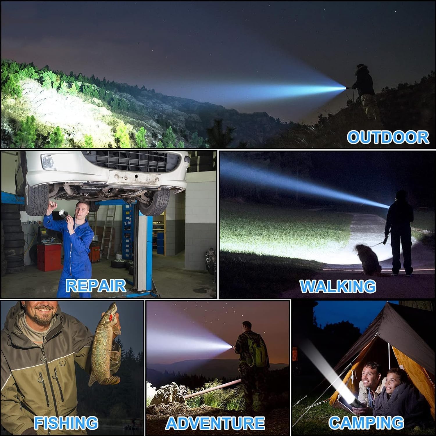 LED Camping USB Rechargeable Flashlight 10W 3 Modes - Image 10