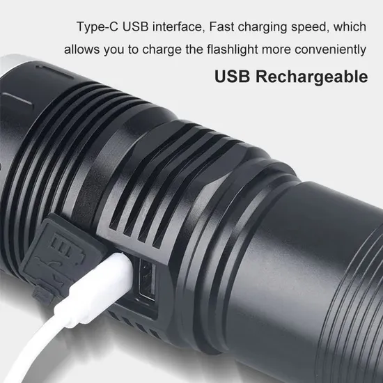 LED Camping USB Rechargeable Flashlight 10W 3 Modes - Image 8