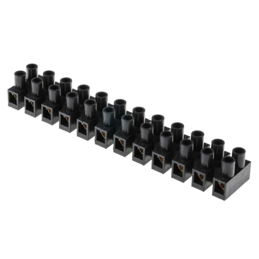 Black H-Type Barrier Strip Terminal Block 380V/6A 6mm² 2 Row 12 Position 9.5mm Pitch - Image 2