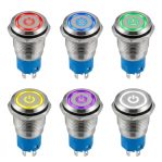 Metal Self Locking Push Switch On/Off Waterproof with LED Ring 12mm
