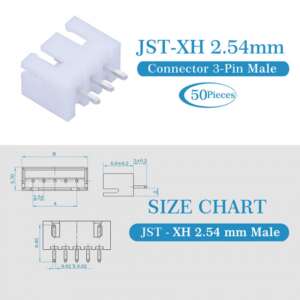 JST XH Data Terminal Straight PCB Solder Male Connector 3 pin 2.54mm - Image 3