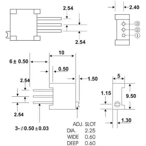 Trimmer Potentiometer Multiturn 50KΩ 3296W-1-503 - Image 3