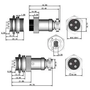 GX16-3 Male Female Chassis Connector 3 Pin - Image 3