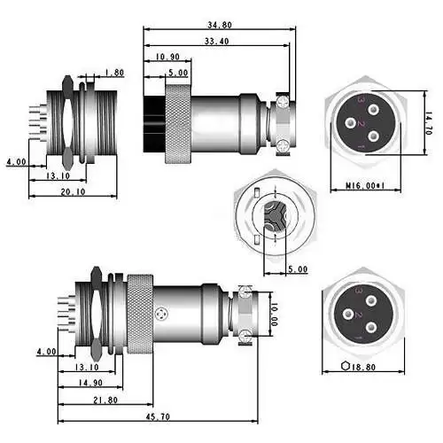 GX16-3 Male Female Chassis Connector 3 Pin - Image 3