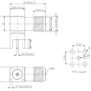 SMA Female Connector Right Angled Through-Hole for PCB Mount - Image 4