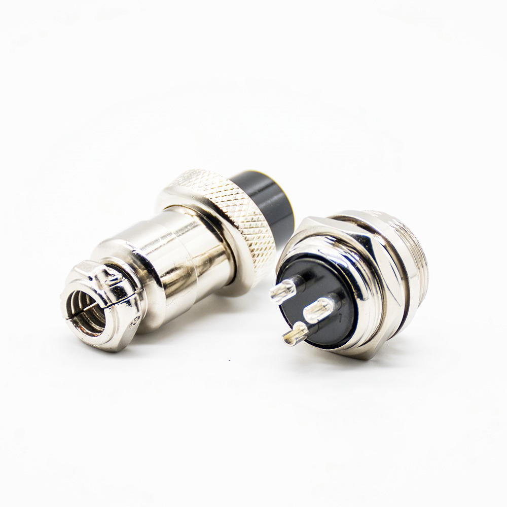 GX16 3-Pin Metal (Male/Female) Chassis Connector - Image 2