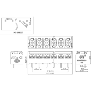 HB9500SS Barrier Terminal Block with Cover 300V/30A 3 Pin 9.5mm Pitch - Image 4