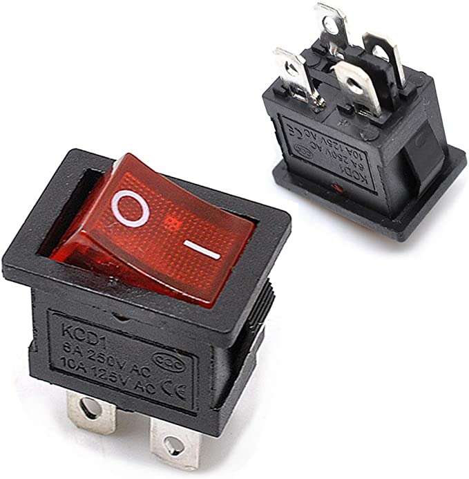 Mini Rocker Switch On-off 6A/250VAC Makers Electronics