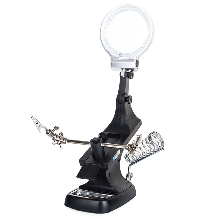 TH-7023(B) Multifunctional LED Helping Third Hand Magnifying PCB & Soldering Iron Stand - Image 3