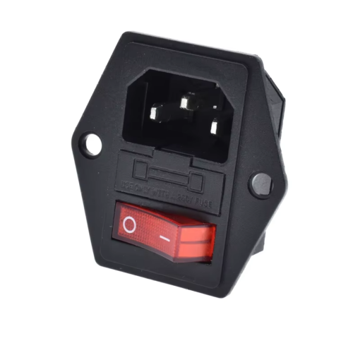 Panel Mount AC Power Male Socket With Fuse Compartment And ON/OFF Switch