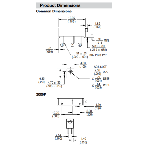 Trimmer Resistors - Through Hole 500ohm Multi turn 3006P-1-501 - Image 2