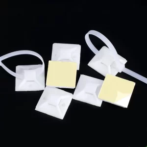 White Nylon Cable Tie Base Holder Mount 30x30mm (10Pcs) - Image 2