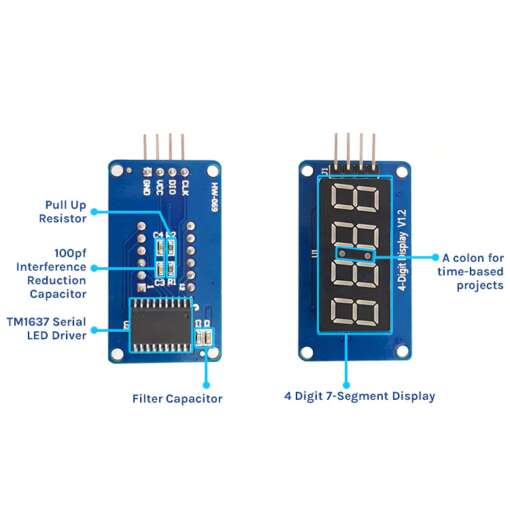 TM1637 4-Digit 7-Segment Display Module - Image 2