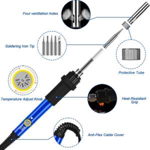 Soldering Iron 60W 908 with Temp Control (200°C–450°C) + 5 Tips - Image 2