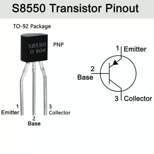 S8550 PNP Transistor 25V 625mW 500mA TO-92 - Image 2