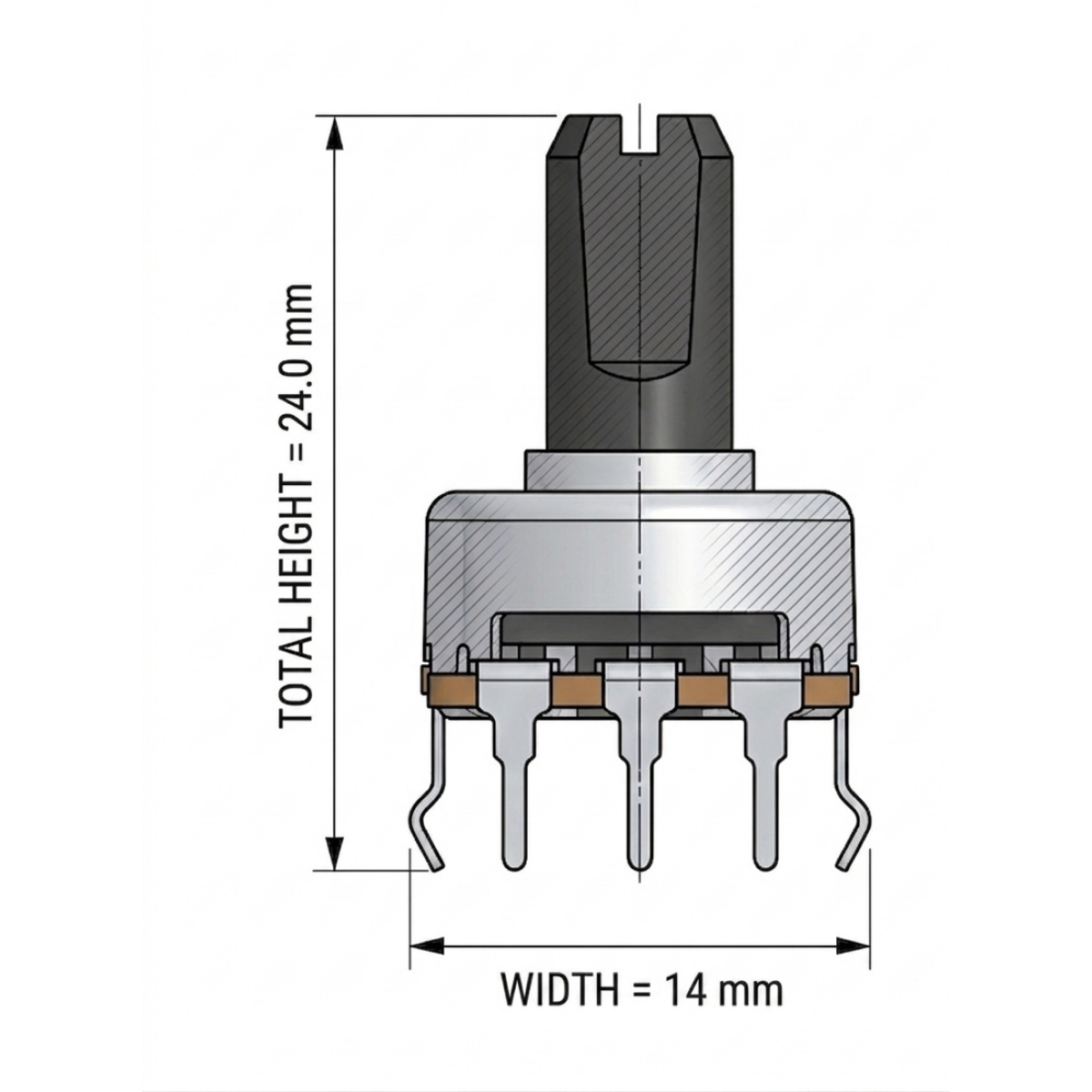 Rotary Potentiometer 50K 3Pin with Plastic Shaft - Image 2