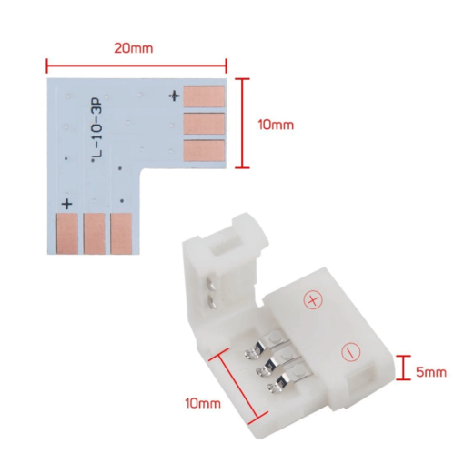 L Shape Connector 3Pin for LED Strip No Soldering - Image 3