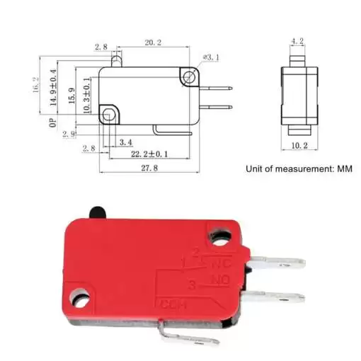 SPDT Micro Limit Switch Arm Lever 16A 3Pin - Image 4