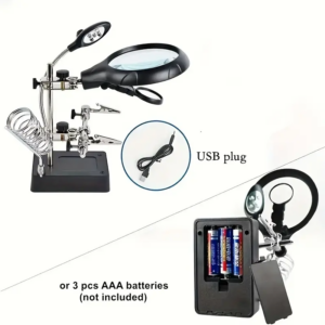 LED Third Hand Magnifying Stand with Soldering Iron-TE-800 - Image 4