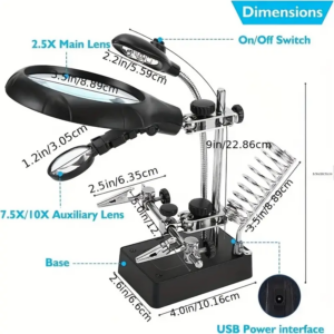 LED Third Hand Magnifying Stand with Soldering Iron-TE-800 - Image 3