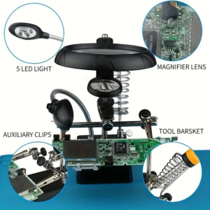 LED Third Hand Magnifying Stand with Soldering Iron-TE-800 - Image 2