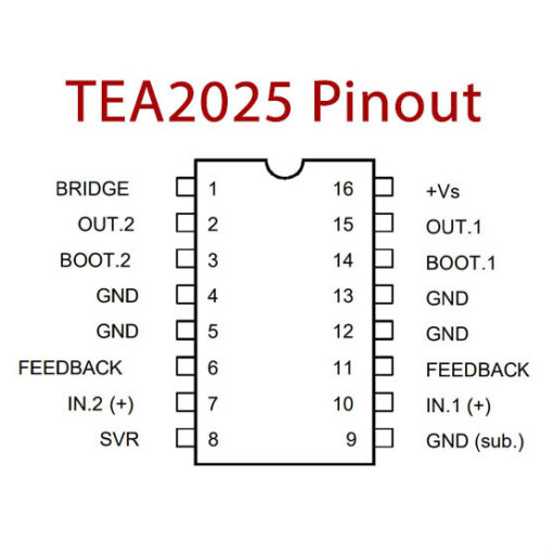 TEA2025B Stereo Audio Amplifier DIP-16 - Image 2