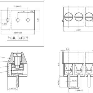 Terminal Block CY350-3.5 2Pin 3.5mm Pitch 300V 10A - Image 3