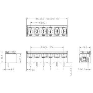 Barrier Terminal Block 4 Pin with Cover 300V/25A 9.5mm Pitch - Image 2