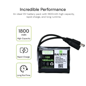 Rechargeable Li-ion Battery Pack 12V 3S-1P+BMS 1800mAh-18650 - Image 2