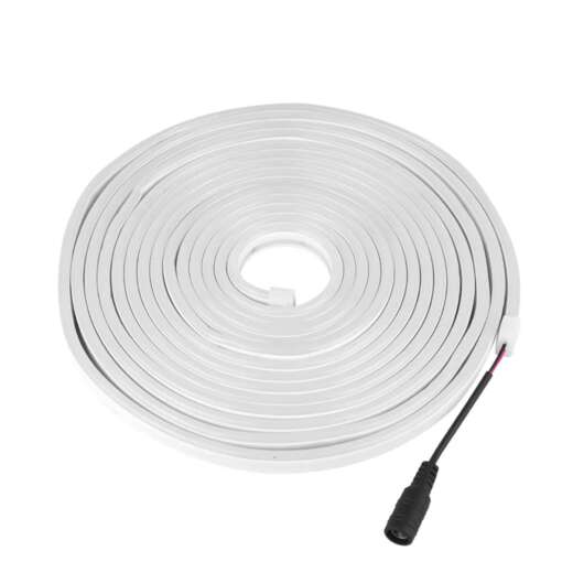 Neon Flexible LED Strip Light 5M (White) 12VDC with DC Jack