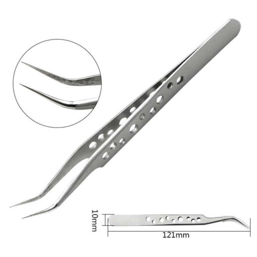 M&R 7-SA SR Stainless Steel Hole-Curved Tip Tweezer - Image 3