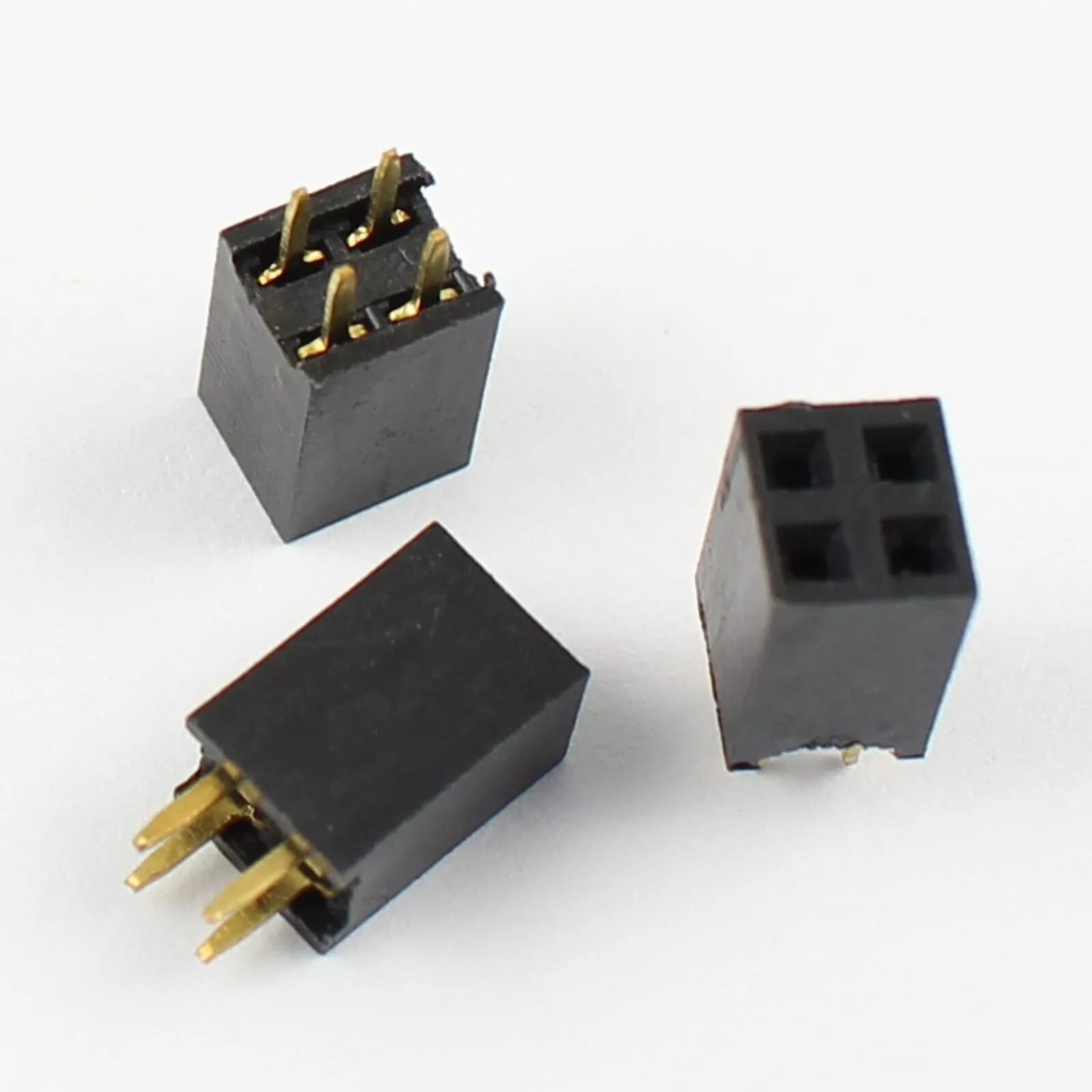 Pin Header Female 2.54mm : 2x2Pin, Straight, Black, 11mm