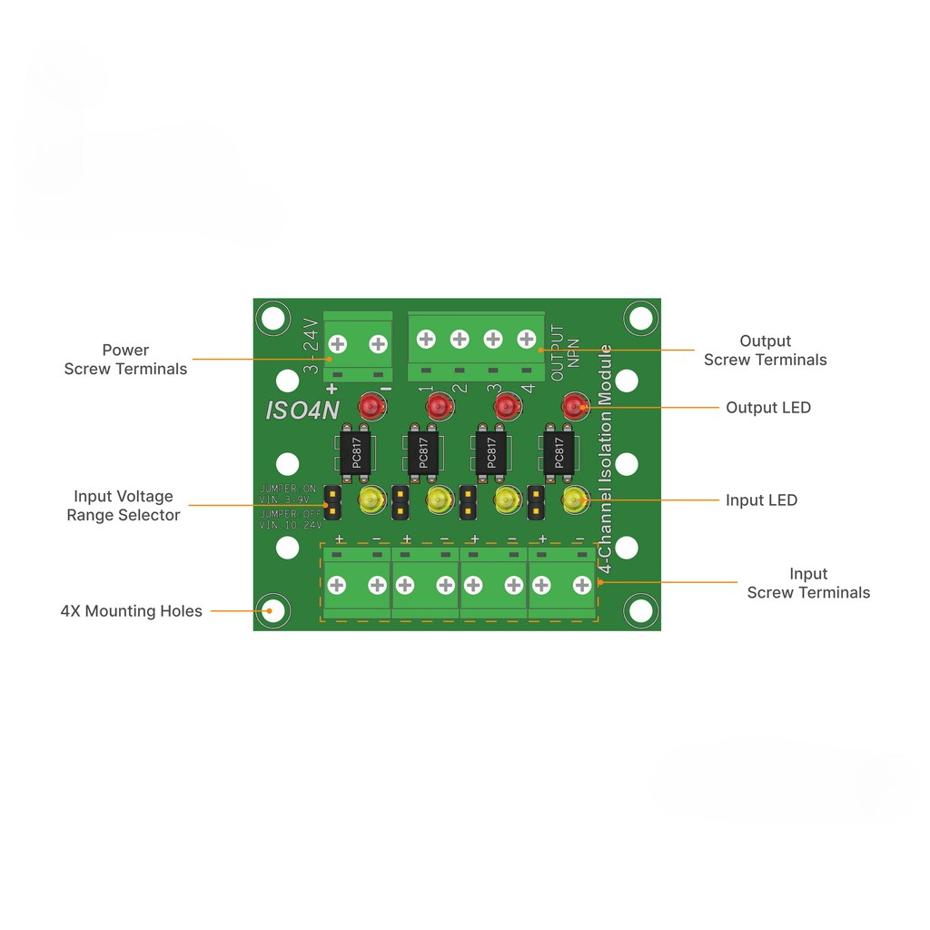 PC817 Optocoupler Isolation Module 4-Channel - Image 2