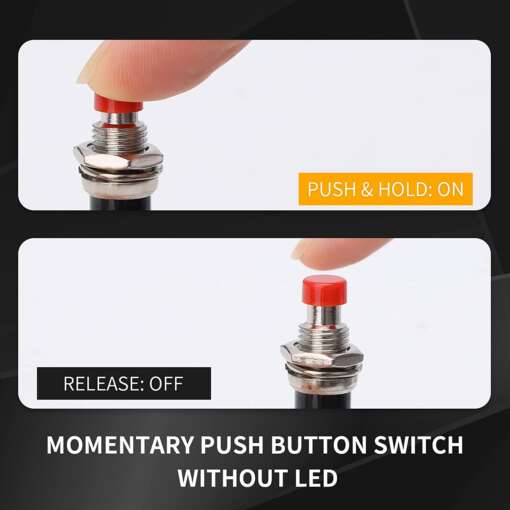 SPST Round Momentary Push Button Red Switch On/Off 2Pin AC 250V 1A Red 7mm - Image 3