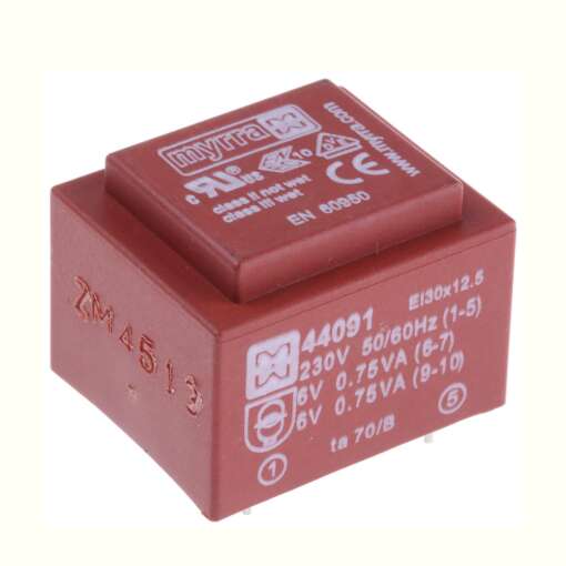 Power Transformer 230Vrms 0.75VA 6 Pin TH