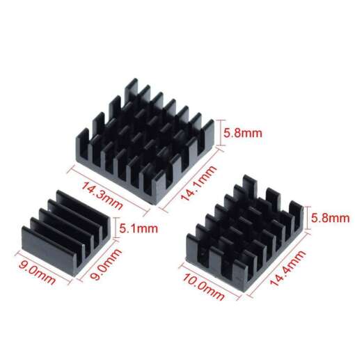 Raspberry Pi 4 Aluminum Heatsink Kit 3PCS Black - Image 3