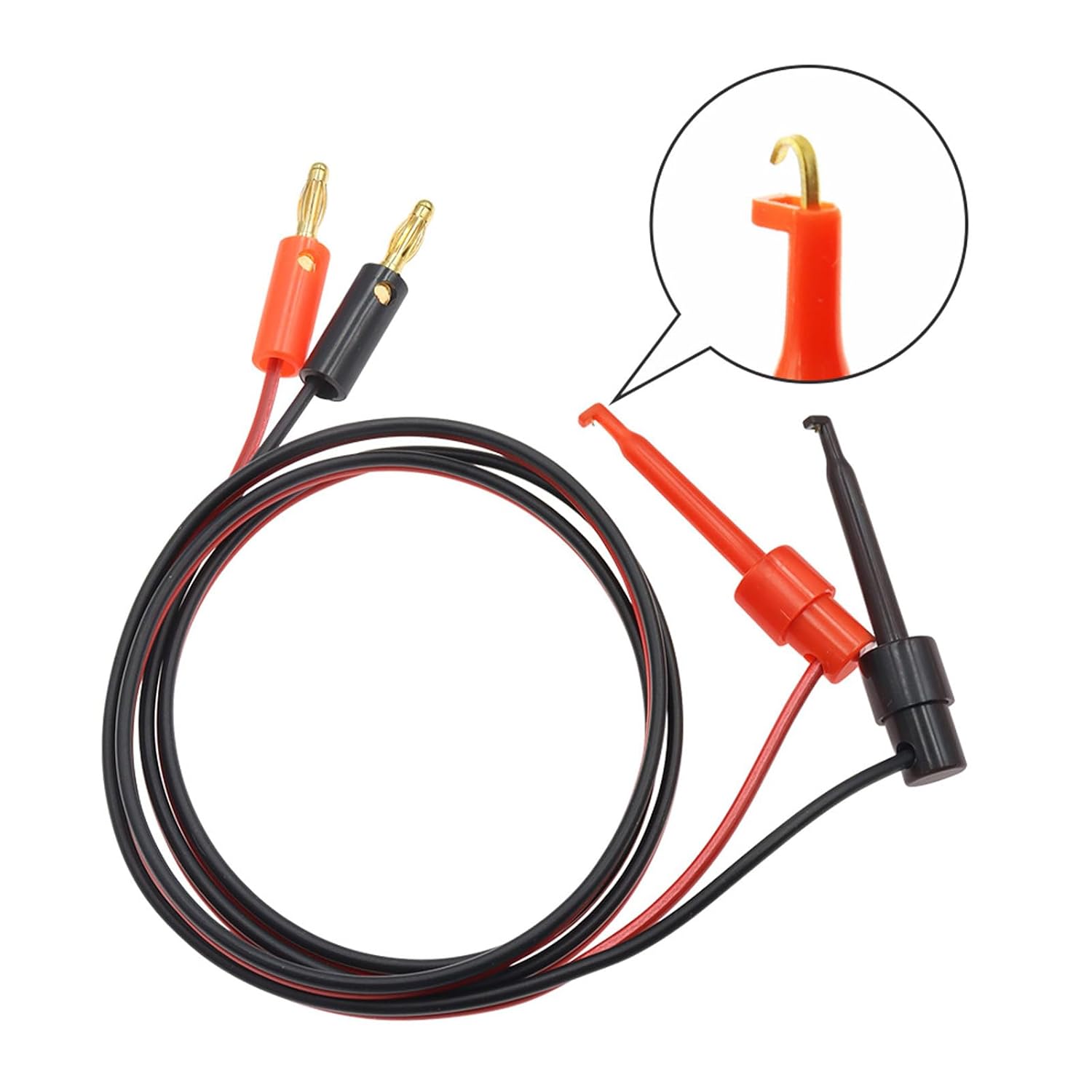 Banana Plug 4mm to Mini Grabber Test Hook Clips 1Meter (2 pcs) - Image 2